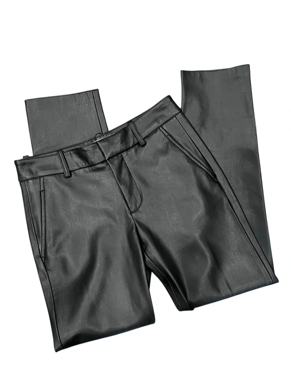 Zara black faux leather pants mid-rise Size 2